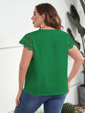 EMERY ROSE Blusa con encaje en contraste ribete en abanico