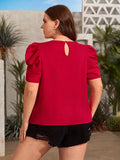 EMERY ROSE Blusa con cuenta de perla de manga farol