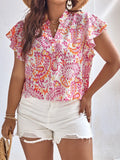 SHEIN VCAY Blusa con estampado de paisley de manga mariposa