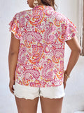 SHEIN VCAY Blusa con estampado de paisley de manga mariposa