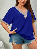 SHEIN Unity Blusa panel con encaje de cuello V