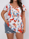 Blusa con estampado de figura de espalda con tira cruzada