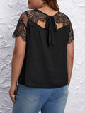 EMERY ROSE Blusa con encaje en contraste con cordón trasero