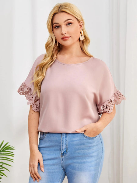 SHEIN Top unicolor de puño cortado láser 302456